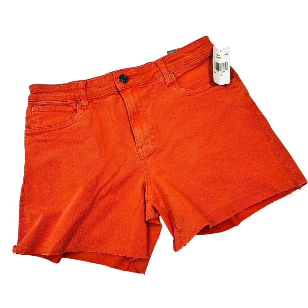Kut From The Kloth Jane High Rise Long Shorts Orange Size 4 NWT